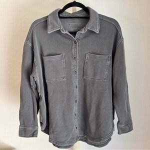 Aerie LumberJane Fleece Charcoal Gray Button Front Shacket Shirt, XS
